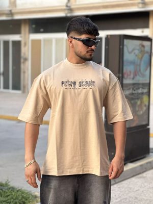 تیشرت طرحدار کرم کد 10286