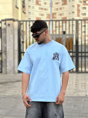 تیشرت طرحدار آبی کد 10300