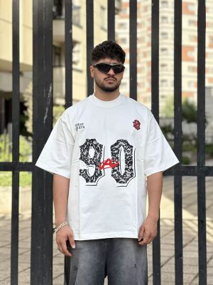 تیشرت طرحدار سفید کد 10302