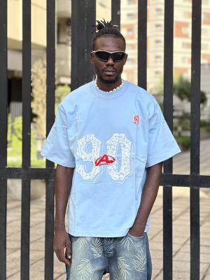 تیشرت طرحدار آبی کد 10303