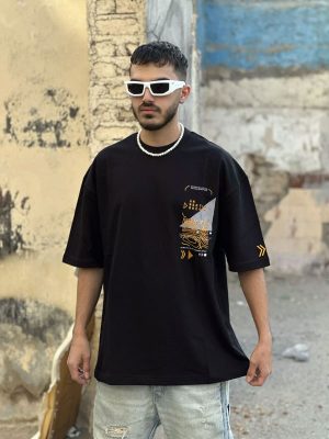 تیشرت طرحدار مشکی کد 10326