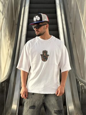 تیشرت طرحدار رنگ سفید کد 10427