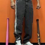 شلوار بگ ۳خط طوسی کد ۱۰۵۵۰