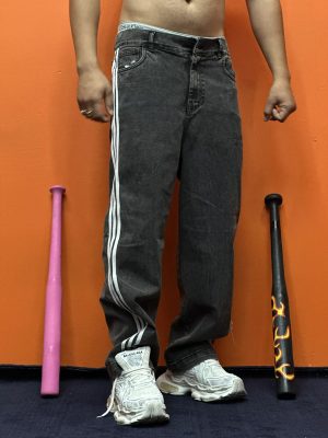 شلوار بگ ۳خط طوسی کد ۱۰۵۵۰