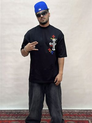 تیشرت گلدوزی مشکی کد 1084