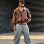 کاپشن چرم قهوه ای کد 10547