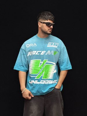 تیشرت طرحدار رنگ آبی کد 10155