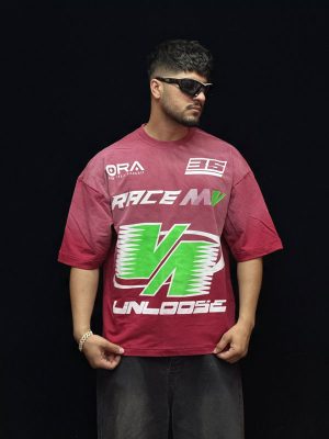 تیشرت طرحدار رنگ قرمز کد 10156