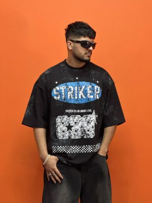 تیشرت طرحدار رنگ مشکی کد 10160