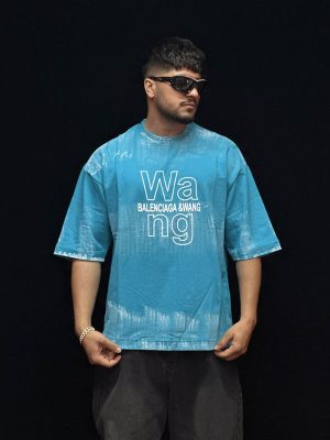 تیشرت طرحدار رنگ آبی کد 10166