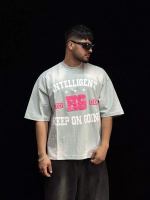 تیشرت طرحدار رنگ طوسی کد 10174