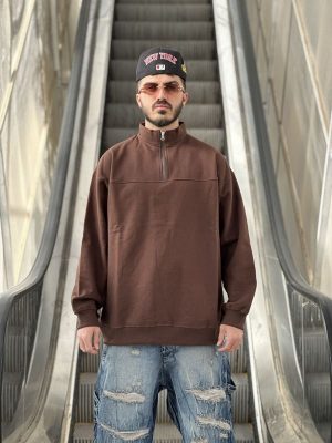دورس نیم زیپ قهوه ای کد 10691