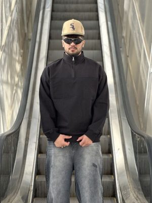 دورس نیم زیپ مشکی کد 10693