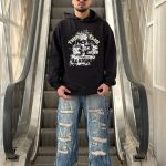 هودی طرحدار مشکی کد ۱۰۷۳۳