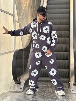 ست هودی شلوار دنیم طوسی کد 10681