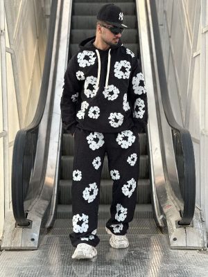 ست هودی شلوار دنیم مشکی کد 10682