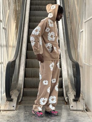 ست هودی شلوار دنیم کرم کد 10684