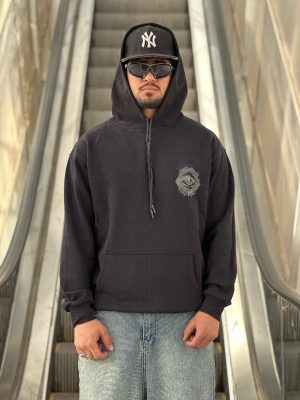 هودی طرحدار مشکی کد 10754