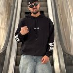 هودی طرحدار مشکی کد 10753