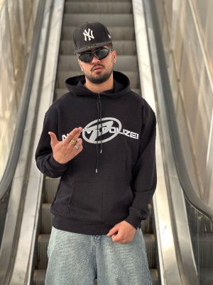 هودی طرحدار مشکی کد 10765