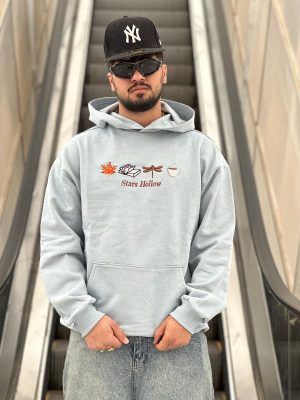 هودی طرحدار آبی روشن کد 10791