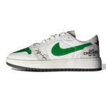 کتونی کاستوم ورنی سفید سبز کد 10806