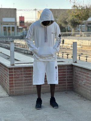 ست هودی شلوارک سفید کد 2092