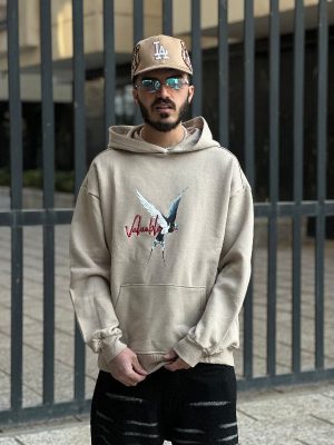 هودی طرحدار مشکی کد 3143