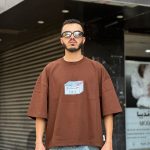 تیشرت باکسی طرحدار قهوه ای کد 11409