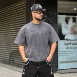 تیشرت باکسی سنگشوری زغالی کد 11418