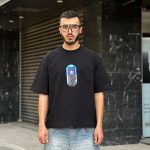 تیشرت طرحدار باکسی مشکی کد 11419
