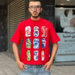 تیشرت طرحدار باکسی قرمز کد 11428