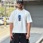 تیشرت طرحدار باکسی سفید کد 11434
