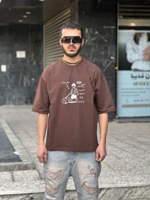 تیشرت کارتونی رنگ قهوه ای کد 59