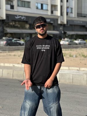 تیشرت طرحدار مشکی کد 75