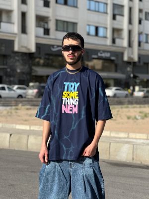 تیشرت طرحدار سرمه ای کد 79