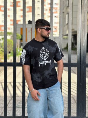 تیشرت طرحدار مشکی کد 204