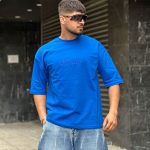 تیشرت طرحدار آبی کد 337