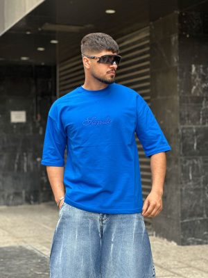 تیشرت طرحدار آبی کد 337