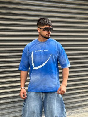 تیشرت چاپی 2نخ آبی کد 347