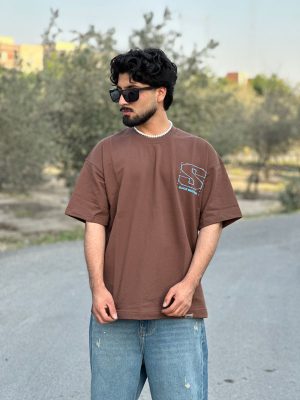 تیشرت طرحدار کرم کد 385