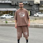 ست تیشرت شلوارک رنگ کرم کد 422