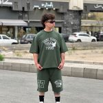 ست تیشرت شلوارک رنگ سبز کد 425