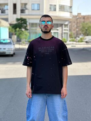 تیشرت طرحدار مشکی کد 443