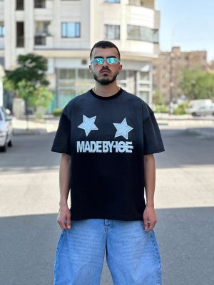 تیشرت طرحدار مشکی کد 444