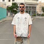 تیشرت طرحدار سفید کد 454