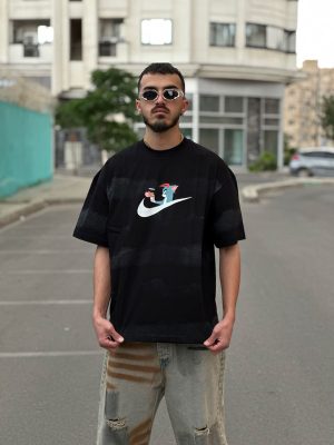 تیشرت طرحدار مشکی کد 455