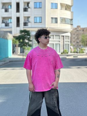 تیشرت نگین دار رنگ سرخابی کد 465