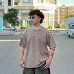 تیشرت نگین دار رنگ کرم کد 461