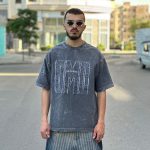 تیشرت سنگشوری طرحدار سنگشوری طوسی کد 475